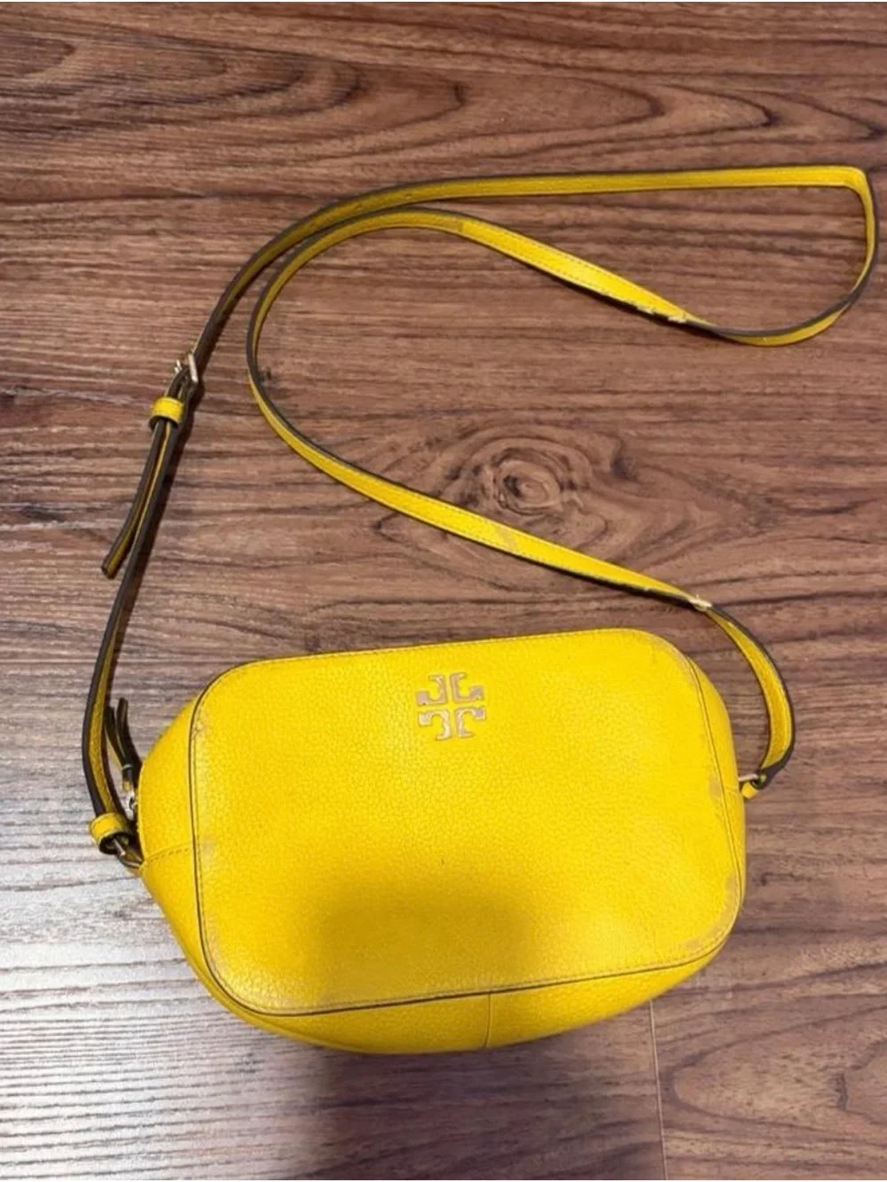 Tory Burch Bright Yellow Pebbled Leather Crossbody